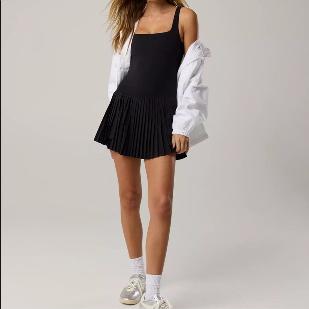 Aerie Black Pleated Dress
